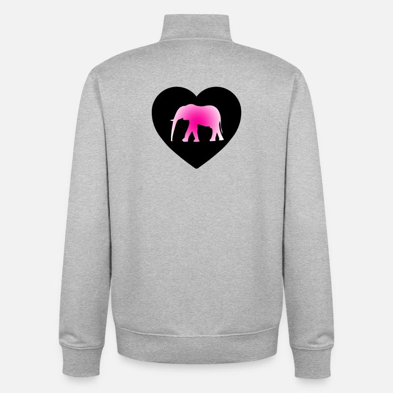 Éléphant - Sweat zippé unisexe en coton bio Stanley/Stella - gris chiné