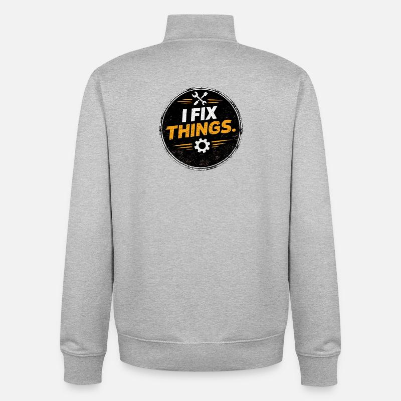 I Fix Things Mechaniker-Logo - Unisex Organic Zip Sweatshirt von Stanley/Stella - Grau meliert