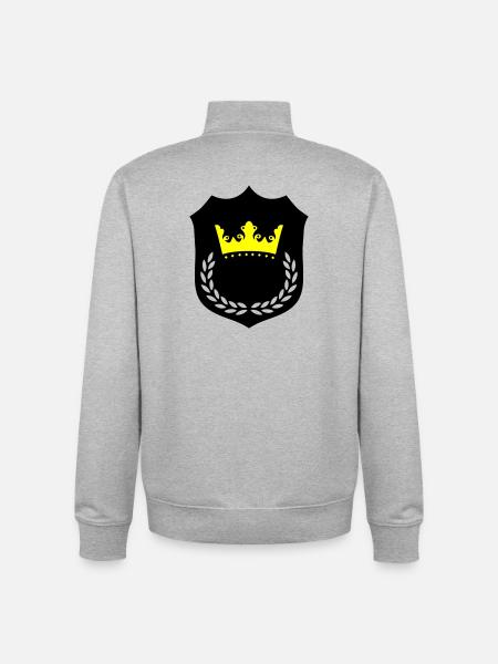 Crown Splendour Yellow Black - Unisex Organic Zip Sweatshirt by Stanley/Stella - heather grey