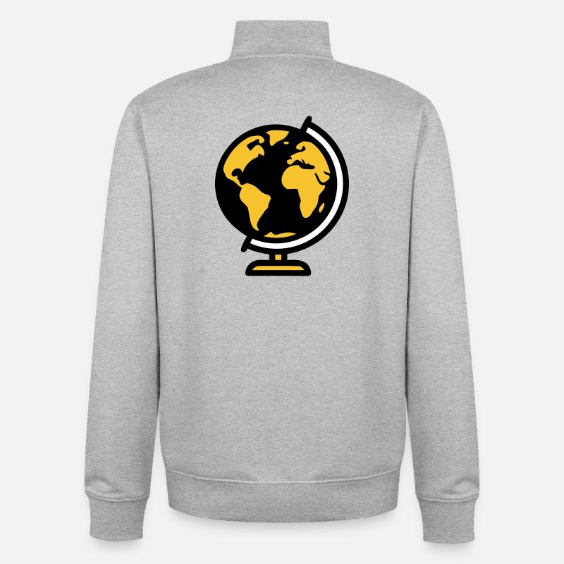Globe Globe Earth School - Unisex Organic Zip Sweatshirt by Stanley/Stella - heather grey