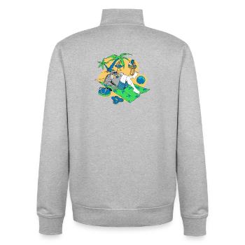 Entspannter Ritter am tropischen Strand - Unisex Organic Zip Sweatshirt von Stanley/Stella - Grau meliert - Hinten - AI Model Male 185 light (185cm)