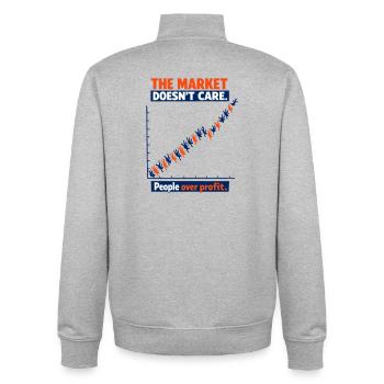 People Before Profit Graphic - Unisex Organic Zip Sweatshirt by Stanley/Stella - heather grey - Back - AI Model Male 185 light (185cm)