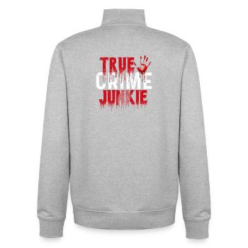 True Crime Junkie Murder Mystery Forensics Fan - Unisex Organic Zip Sweatshirt by Stanley/Stella - heather grey - Back - AI Model Male 185 light (185cm)