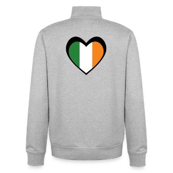 Ireland Black Heart – Love for Ireland - Unisex Organic Zip Sweatshirt by Stanley/Stella - heather grey - Back - AI Model Male 185 light (185cm)