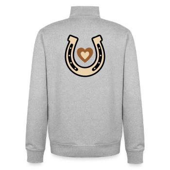 Fer à cheval Cœur Porte-bonheur Équitation - Sweat zippé unisexe en coton bio Stanley/Stella - gris chiné - Dos - AI Model Male 185 light (185cm)