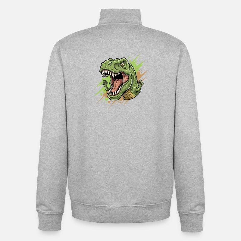 Wütender T Rex mit Farbschwall - Unisex Organic Zip Sweatshirt von Stanley/Stella - Grau meliert