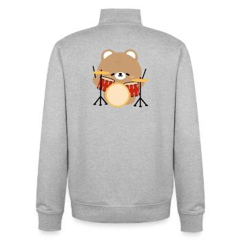 Bear Drummer Pop Art - Unisex Organic Zip Sweatshirt by Stanley/Stella - heather grey - Back - AI Model Male 185 light (185cm)