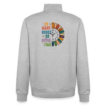 So viele Bücher, so wenig Zeit Leseratte Geschenk - Unisex Organic Zip Sweatshirt von Stanley/Stella - Grau meliert - Hinten - AI Model Male 185 light (185cm)