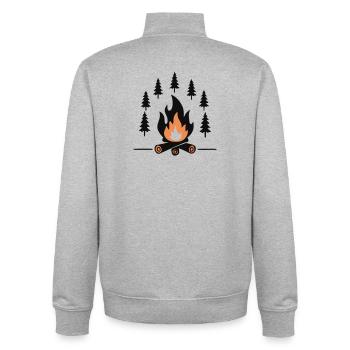 Gemütliches Lagerfeuer Wald - Unisex Organic Zip Sweatshirt von Stanley/Stella - Grau meliert - Hinten - AI Model Male 185 light (185cm)