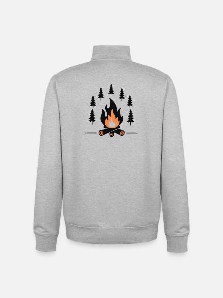 Cozy Campfire Forest - Unisex Organic Zip Sweatshirt by Stanley/Stella - heather grey
