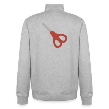 Red Scissors Icon - Unisex Organic Zip Sweatshirt by Stanley/Stella - heather grey - Back - AI Model Male 185 light (185cm)