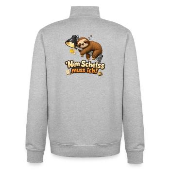 Faultier Nen Scheiß muss ich Spruch Homeoffice - Unisex Organic Zip Sweatshirt von Stanley/Stella - Grau meliert - Hinten - AI Model Male 185 light (185cm)