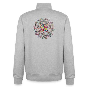 Mandala Farbenspiel- Martina Eßer - Unisex Organic Zip Sweatshirt von Stanley/Stella - Grau meliert - Hinten - AI Model Male 185 light (185cm)