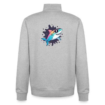 Neon Shark Sunglasses - Unisex Organic Zip Sweatshirt by Stanley/Stella - heather grey - Back - AI Model Male 185 light (185cm)