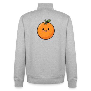 Mignon Orange - Motif de fruits sucrés été 2026 - Sweat zippé unisexe en coton bio Stanley/Stella - gris chiné - Dos - AI Model Male 185 light (185cm)