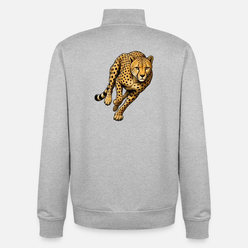 Motif sauvage à imprimé léopard - Sweat zippé unisexe en coton bio Stanley/Stella - gris chiné
