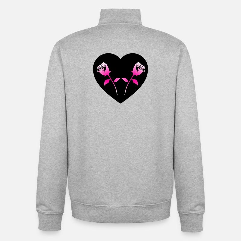 Roses - Sweat zippé unisexe en coton bio Stanley/Stella - gris chiné