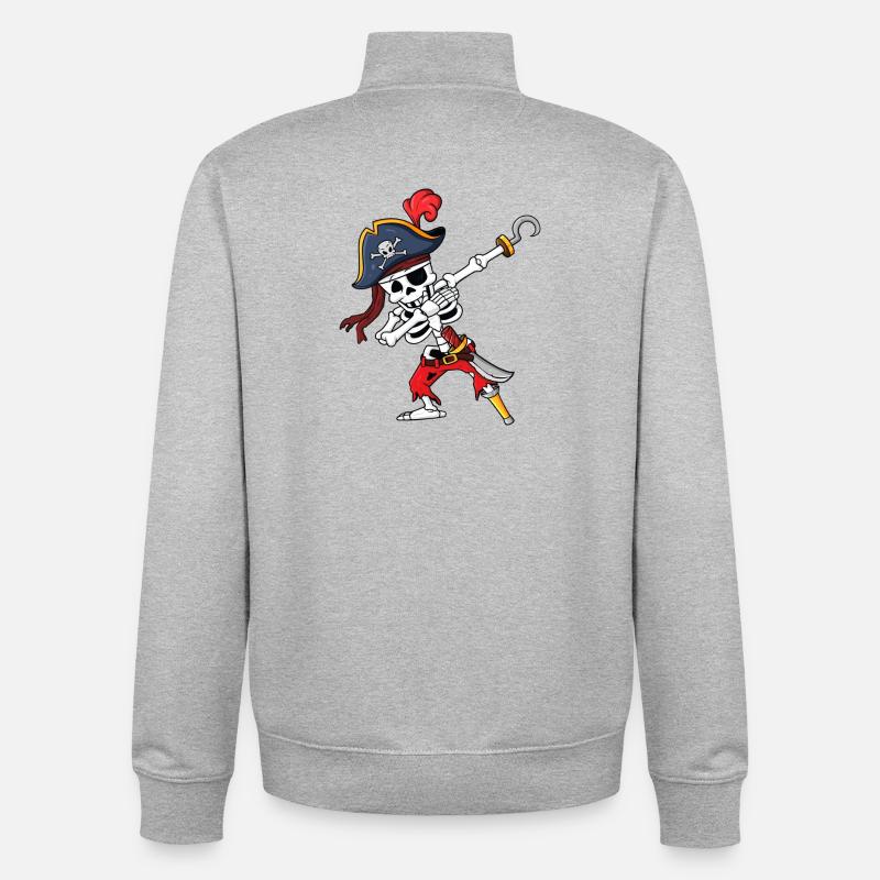 Pirate Skeleton Hook Strike - Unisex Organic Zip Sweatshirt by Stanley/Stella - heather grey