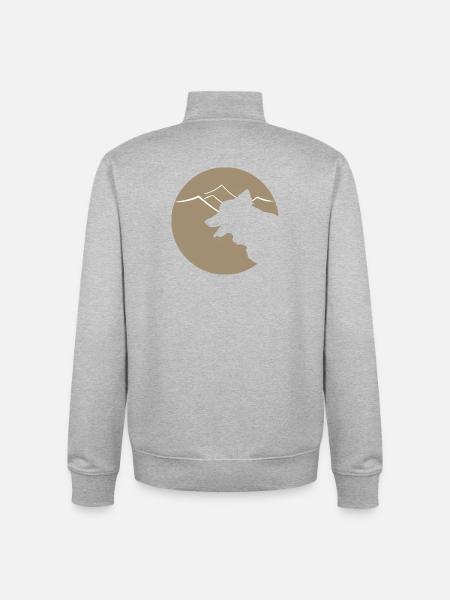 Hundsilhouette im Gebirge oder Dünen - Unisex Organic Zip Sweatshirt von Stanley/Stella - Grau meliert