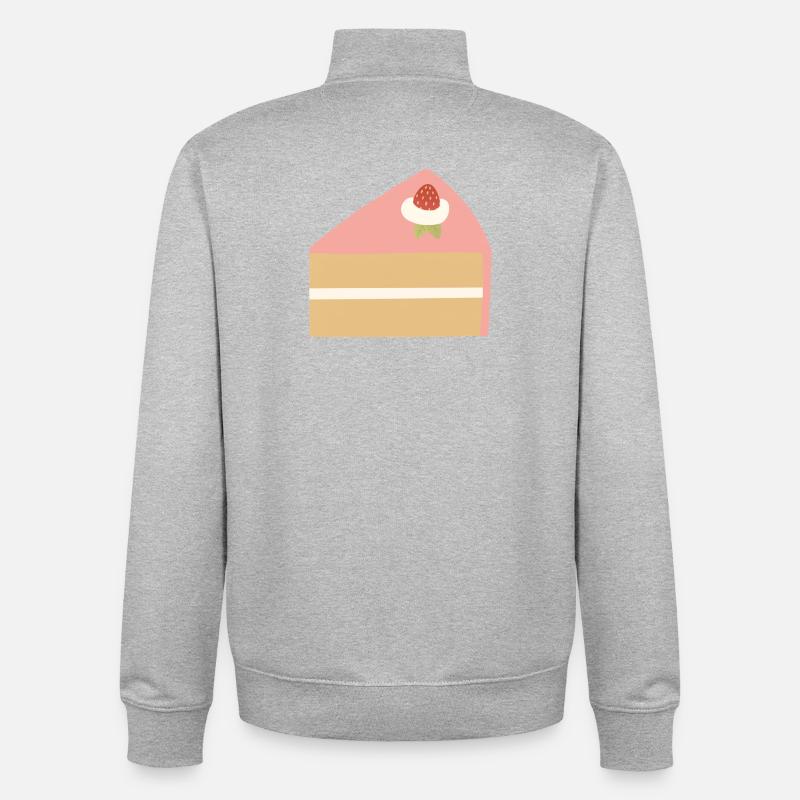 Rosa Erdbeerkuchen-Scheibe Illustration - Unisex Organic Zip Sweatshirt von Stanley/Stella - Grau meliert