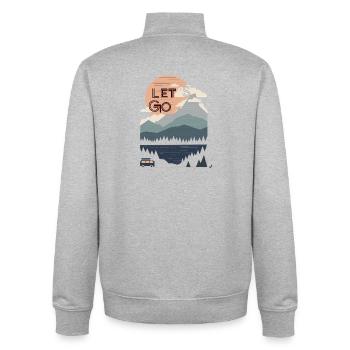Sonne, Berge, Wald, See und Bus Lets go - Unisex Organic Zip Sweatshirt von Stanley/Stella - Grau meliert - Hinten - AI Model Male 185 light (185cm)