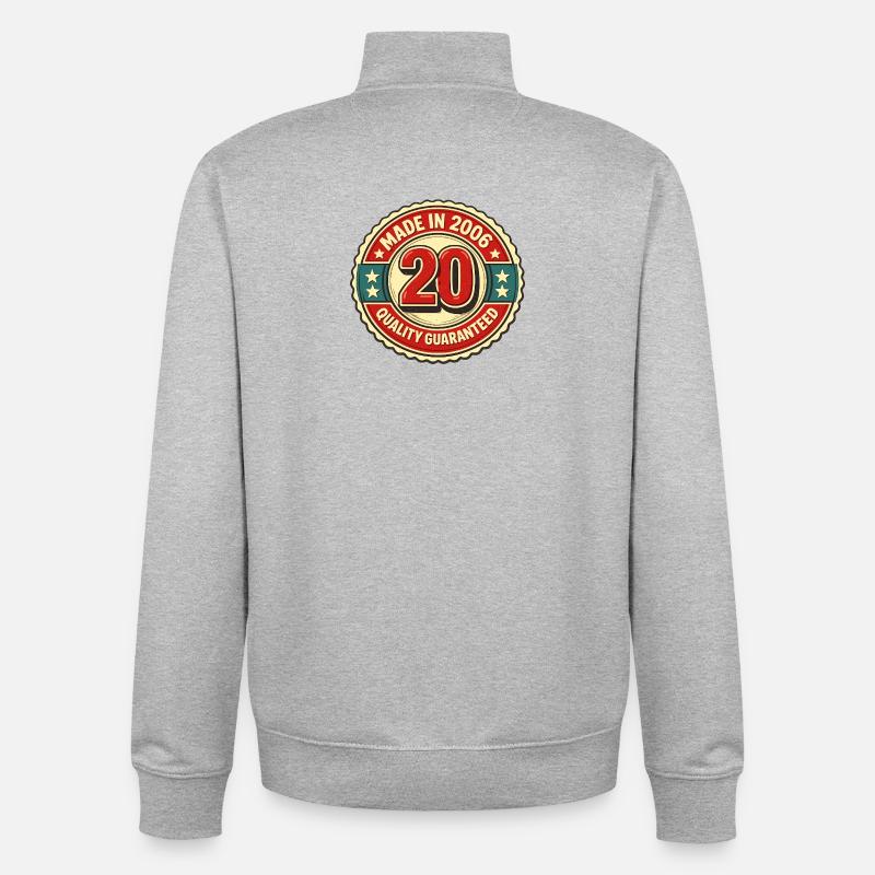 20e anniversaire 2006 - Sweat zippé unisexe en coton bio Stanley/Stella - gris chiné