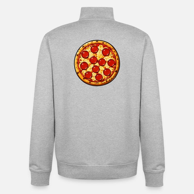 Pepperoni Pizza Illustration Comicstil - Unisex Organic Zip Sweatshirt von Stanley/Stella - Grau meliert