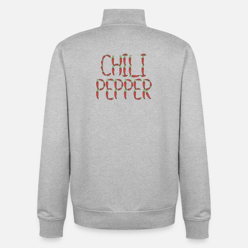 Chili pepper typography - Unisex Organic Zip Sweatshirt by Stanley/Stella - heather grey