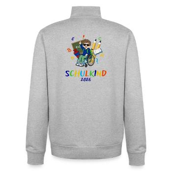 Schulkind 2026: Bunte Inklusion - Unisex Organic Zip Sweatshirt von Stanley/Stella - Grau meliert - Hinten - AI Model Male 185 light (185cm)
