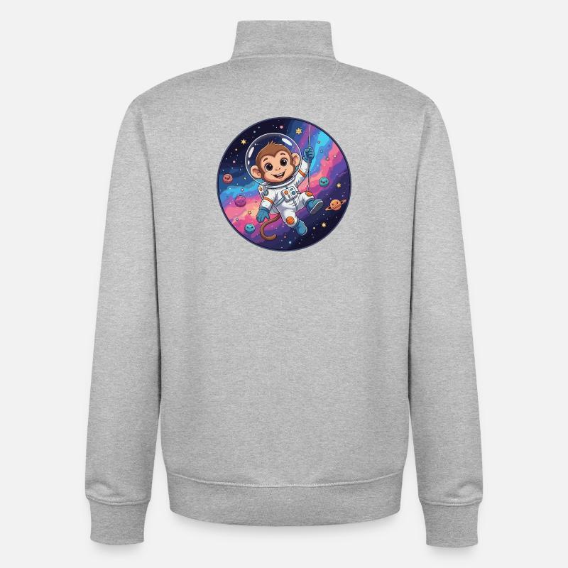 Affen-Astronaut im Sternenraum - Unisex Organic Zip Sweatshirt von Stanley/Stella - Grau meliert