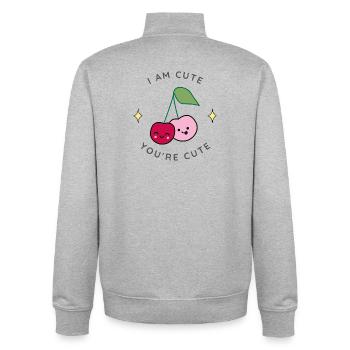 Niedliches Kirsch-Duo - Unisex Organic Zip Sweatshirt von Stanley/Stella - Grau meliert - Hinten - AI Model Male 185 light (185cm)