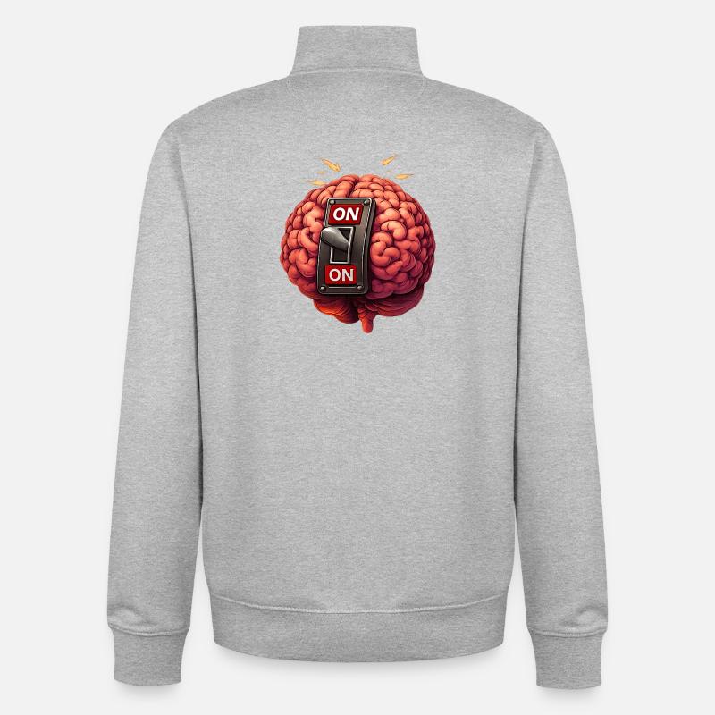 Brain on - always - Unisex Organic Zip Sweatshirt by Stanley/Stella - heather grey