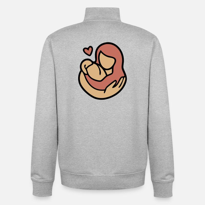 Étreinte Mère-Enfant Amour - Sweat zippé unisexe en coton bio Stanley/Stella - gris chiné