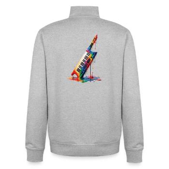 Keytar with dripping colors - Unisex Organic Zip Sweatshirt by Stanley/Stella - heather grey - Back - AI Model Male 185 light (185cm)