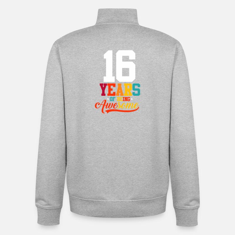 Seize ans à être génial - Sweat zippé unisexe en coton bio Stanley/Stella - gris chiné