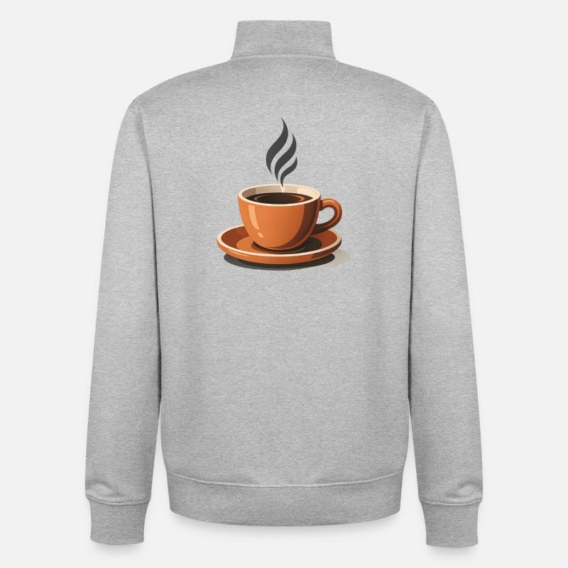 Eine Tasse aromatisch-heißer Kaffee - Unisex Organic Zip Sweatshirt von Stanley/Stella - Grau meliert
