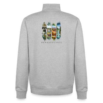 Pennsylvania Travel – Liberty Bell & Autumn Spirit - Unisex Organic Zip Sweatshirt by Stanley/Stella - heather grey - Back - AI Model Male 185 light (185cm)