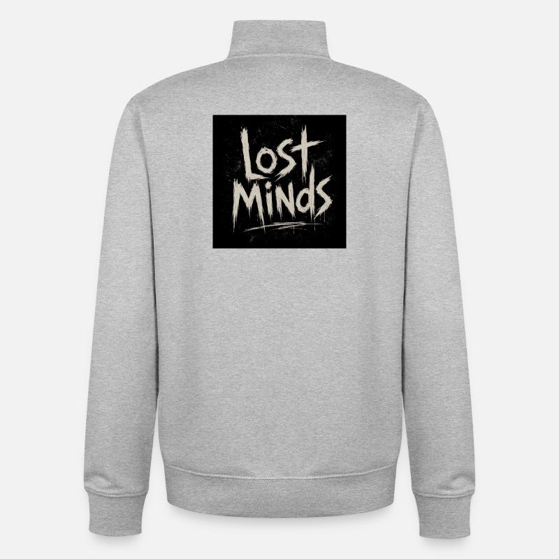 Lettrage grunge des Esprits Perdus - Sweat zippé unisexe en coton bio Stanley/Stella - gris chiné