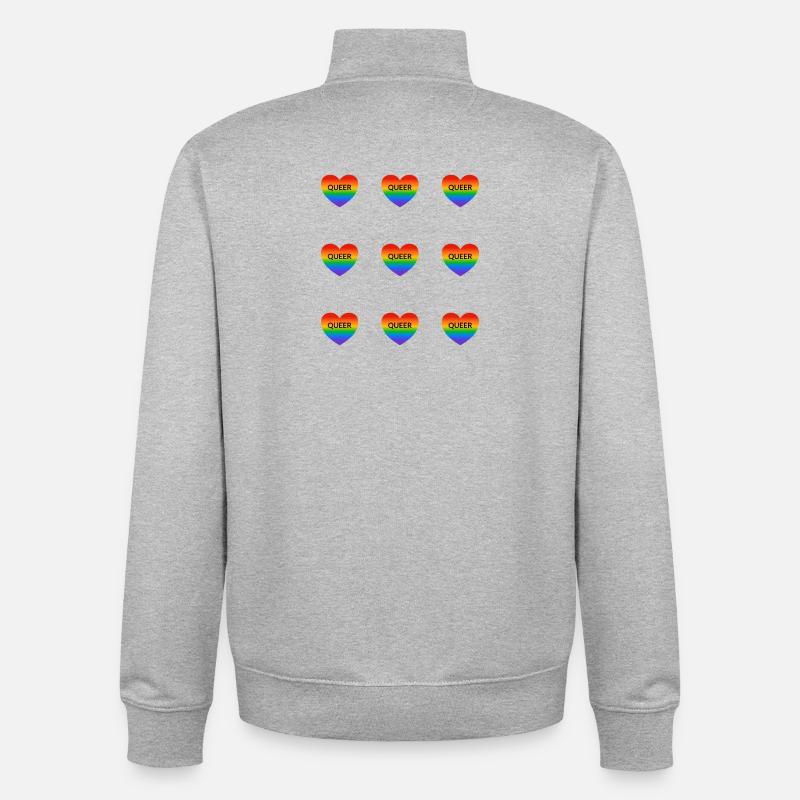 Queer Rainbow Hearts Pattern - Unisex Organic Zip Sweatshirt by Stanley/Stella - heather grey