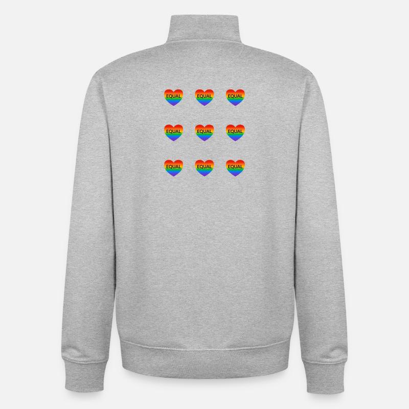 Fierté LGBT Rainbow Equal Heart - Sweat zippé unisexe en coton bio Stanley/Stella - gris chiné