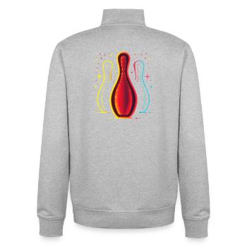 Vintage Bowling - Unisex Organic Zip Sweatshirt by Stanley/Stella - heather grey - Back - AI Model Male 185 light (185cm)