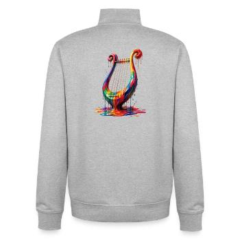 Lyre with dripping paint - Unisex Organic Zip Sweatshirt by Stanley/Stella - heather grey - Back - AI Model Male 185 light (185cm)
