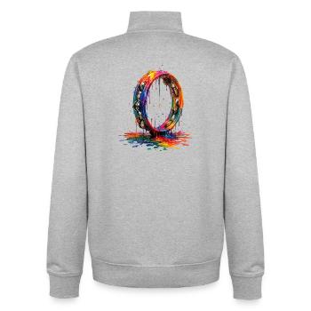 Tambourine with dripping paint - Unisex Organic Zip Sweatshirt by Stanley/Stella - heather grey - Back - AI Model Male 185 light (185cm)