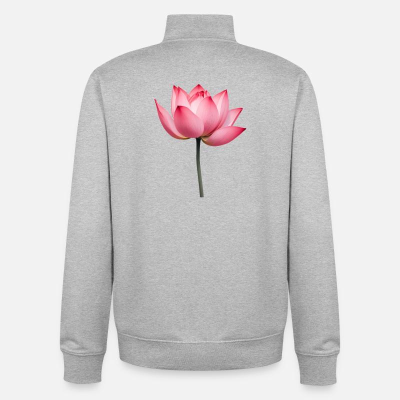 Nénuphar fleur de lotus - Sweat zippé unisexe en coton bio Stanley/Stella - gris chiné