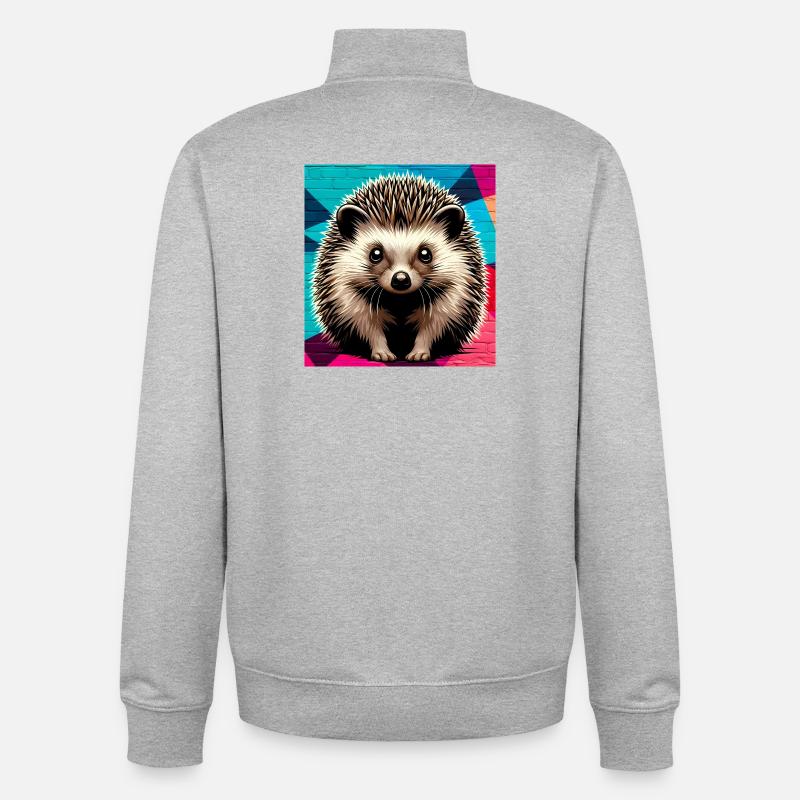hedgehog - Unisex Organic Zip Sweatshirt by Stanley/Stella - heather grey