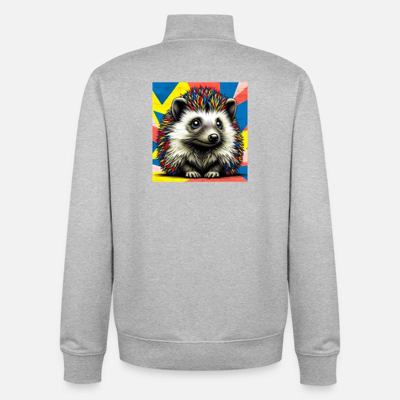 hedgehog - Unisex Organic Zip Sweatshirt by Stanley/Stella - heather grey