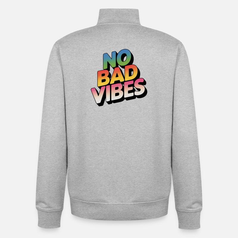 Lettrage arc-en-ciel sans mauvaise ambiance - Sweat zippé unisexe en coton bio Stanley/Stella - gris chiné