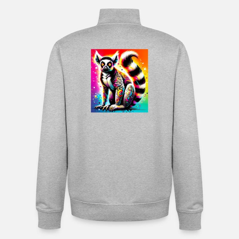Lémurien - Sweat zippé unisexe en coton bio Stanley/Stella - gris chiné