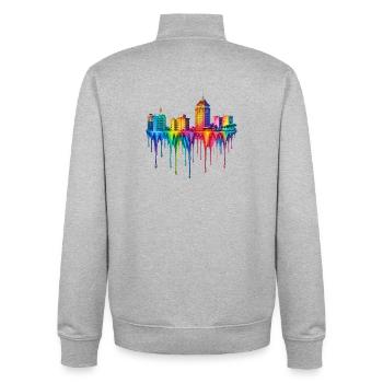 Fresno California Tropfende Farbe - Unisex Organic Zip Sweatshirt von Stanley/Stella - Grau meliert - Hinten - AI Model Male 185 light (185cm)