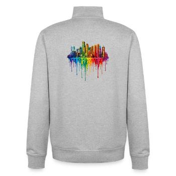 Boston Massachusetts Dripping Paint - Unisex Organic Zip Sweatshirt by Stanley/Stella - heather grey - Back - AI Model Male 185 light (185cm)